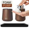 Cotton Lotion Hand Toothpaste Brush Storage Countertop Accessories Walnut Foam Soap Dispenser Bottle Set for Kitchen Bathroom Qme FOAM-SET B