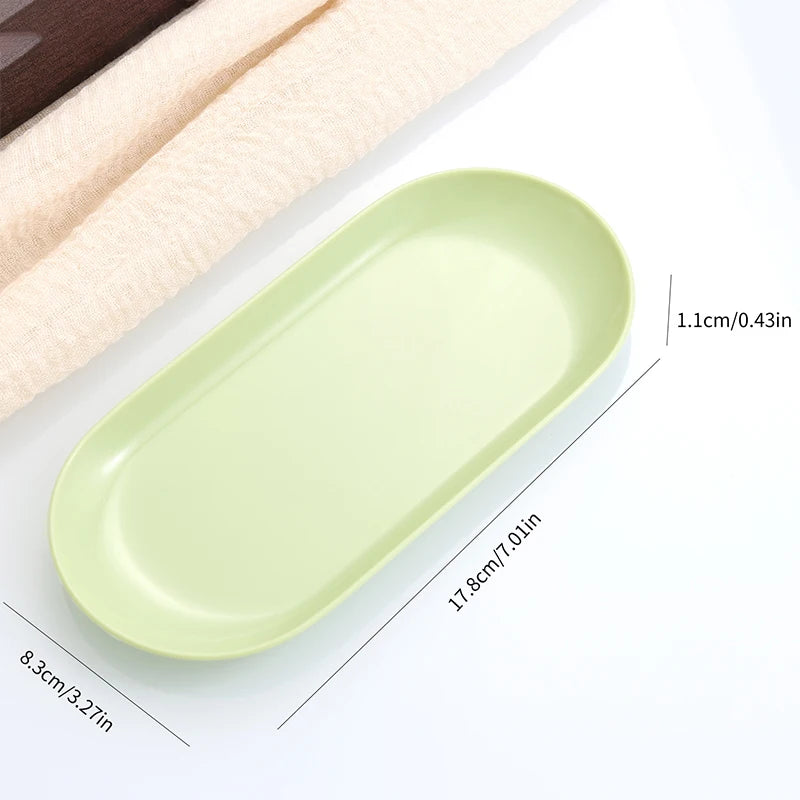 Plastic Cosmetic Storage Tray Nail Art Equipment Plate Oval Manicure Qme Green