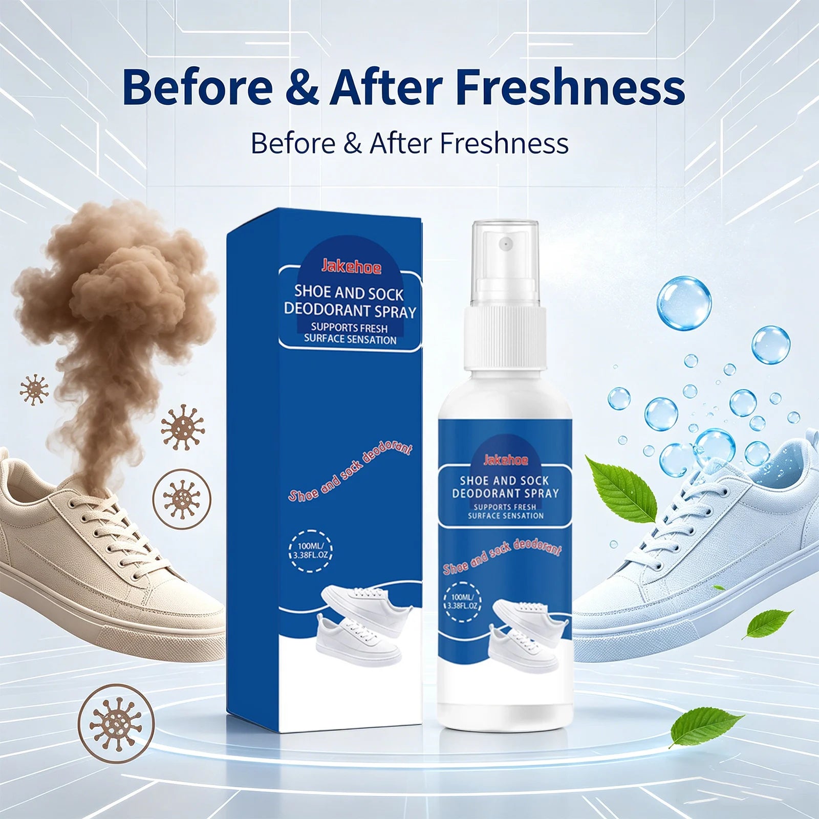 Shoe & Sock Deodorant Spray Neutralizing Unpleasant Odor Reducing Bacterial Growth Quick-Dry Deodorizer Footwear Freshener Spray Qme