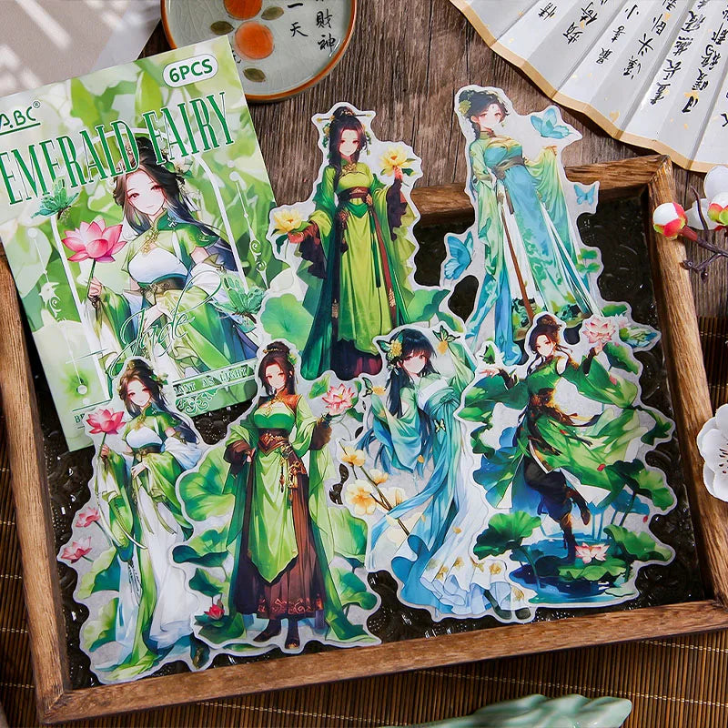 6 Sheet Chinese style Cartoon Characters Stickers Package Scrapbooking Office Aesthetic Decorative School Stationery Supplies Qme