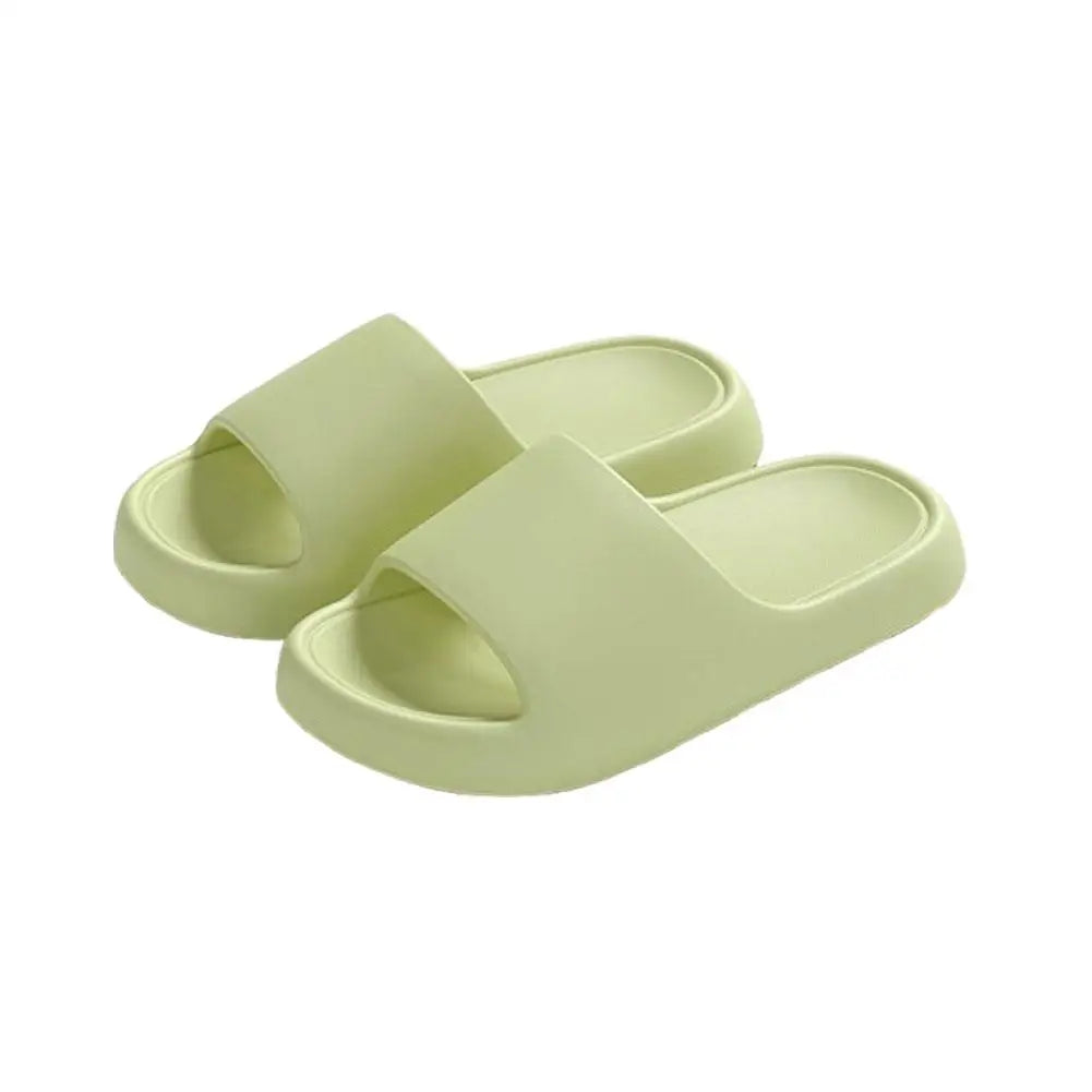 Unisex Bathroom Slippers Cloud Cushion Slides Summer Flat Sandals Thick Platform Shoes Man Indoor Non-Slip Couple Flip Flops Qme 36-37 green