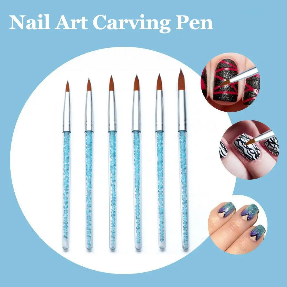 Nail Art Brush Acrylic UV Gel Glitter Drawing Painting Brushes Qme