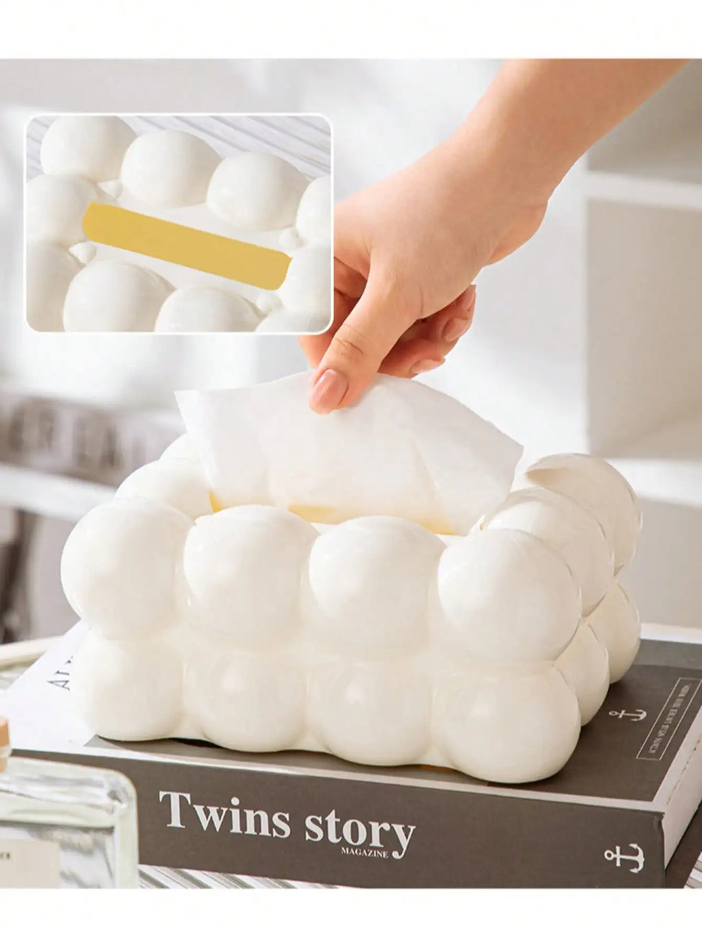 Light Luxury Value Marshmallow Tissue Box Home Living Room Storage Qme white