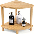 Shower Foot Rest Wood Shower Stool for Shaving Legs Waterproof Corner Shower Stool with Storage Shelf for Inside Shower Spaces Qme Arc sector