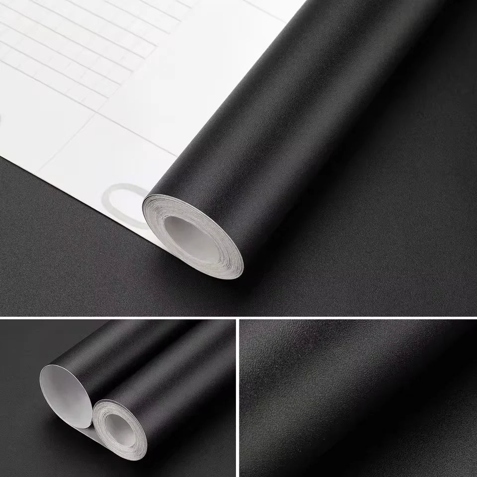 40cm Self-adhesive Film Matt Black Sticker Furniture Kitchen for Cupboards Table Wall DIY Renovation Wallpaper Qme