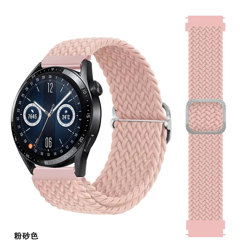 Elastic Nylon Braided Watch Band Adjustable Strap For Samsung Galaxy Watch 3 Huawei Watch 20MM 22MM 45MM 46MM Qme