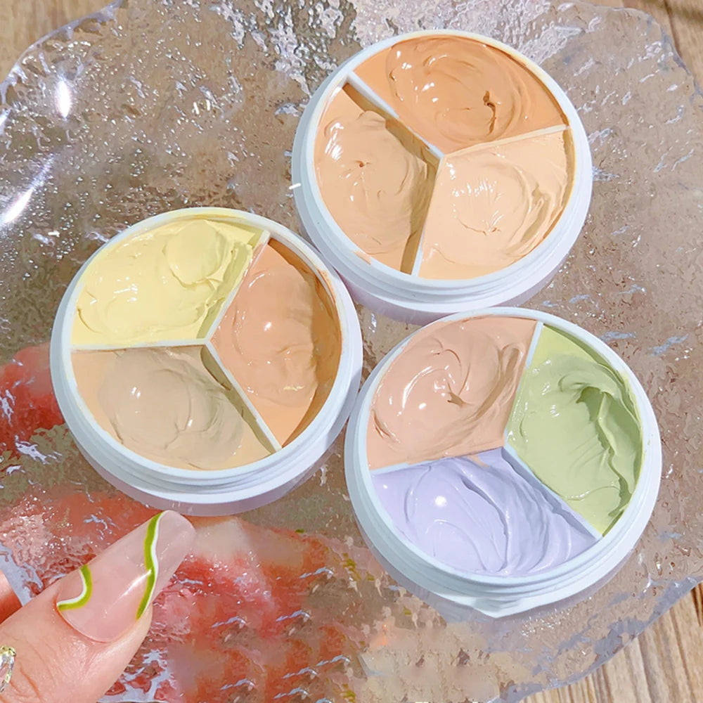 Lightweight Long-lasting Three-color Concealer Cream Cover Facial Qme