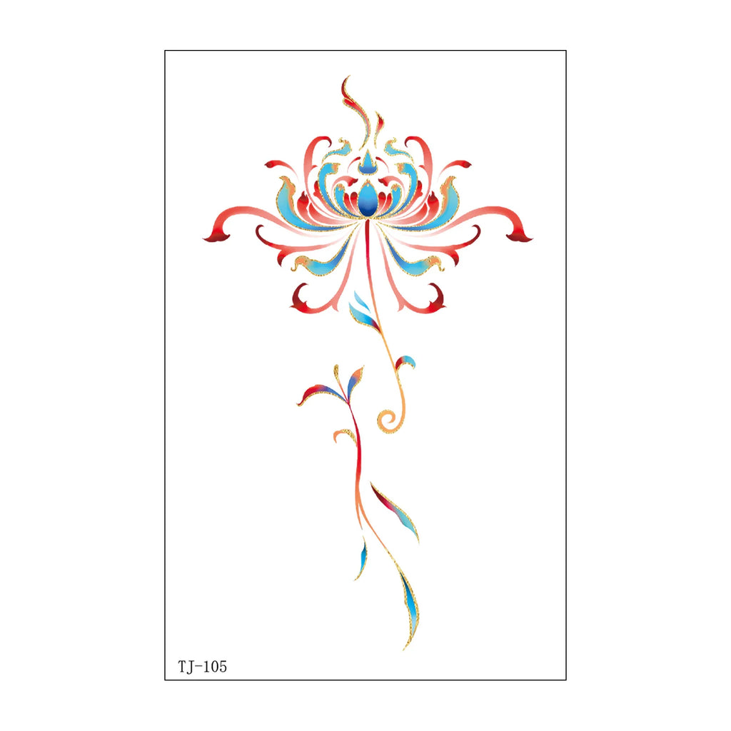 A Golden Foil Phoenix Pattern Tattoo Stickers, Waterproof Sweatproof Decals for Arm Collarbone Hanfu Shooting Fashion Body Decor Qme