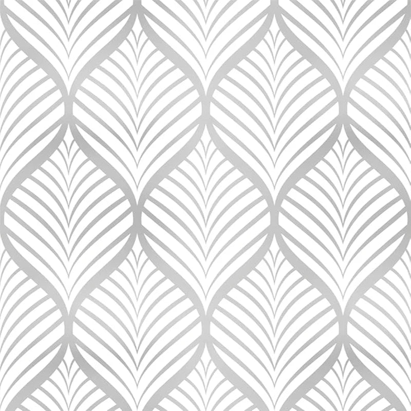Black White Modern Wallpaper Decorative Wall Removable Self Adhesive Qme Silver Leaf 800cmx45cm