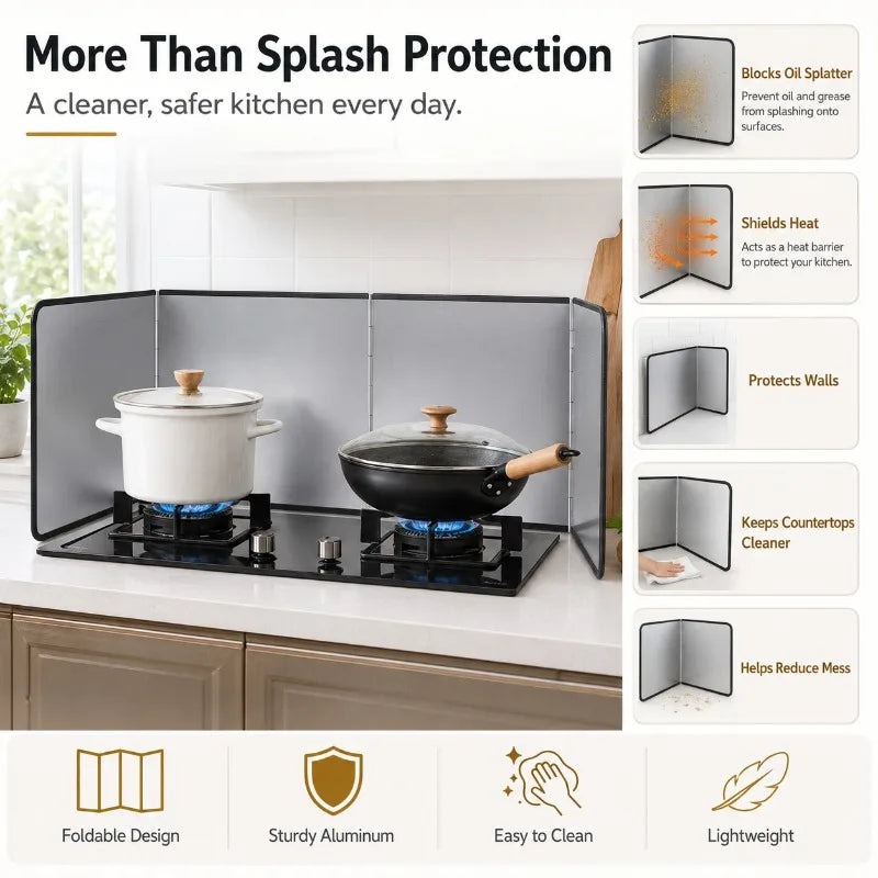 Foldable Kitchen Gas Stove Baffle Oil Splash Protector Splash-proof Qme