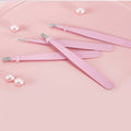 Pink eyebrow care set: tweezers, for precise shaping and removal of ingrown hairs, eyebrow tweezers Qme Pink