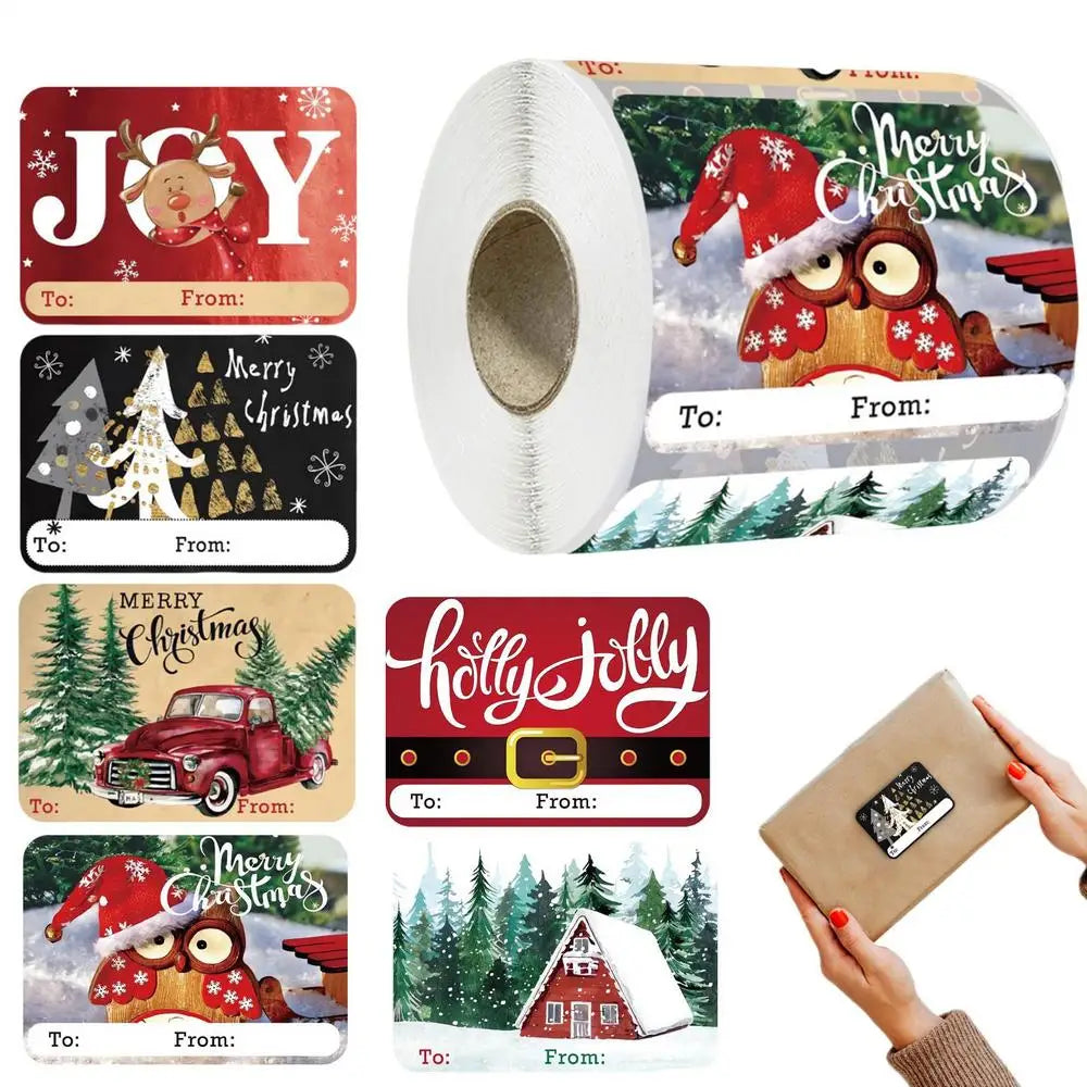 Christmas Labels Self-adhesive Cute Decals Tag Stickers Wrapping Qme Owl China Mainland 5x7.5cm