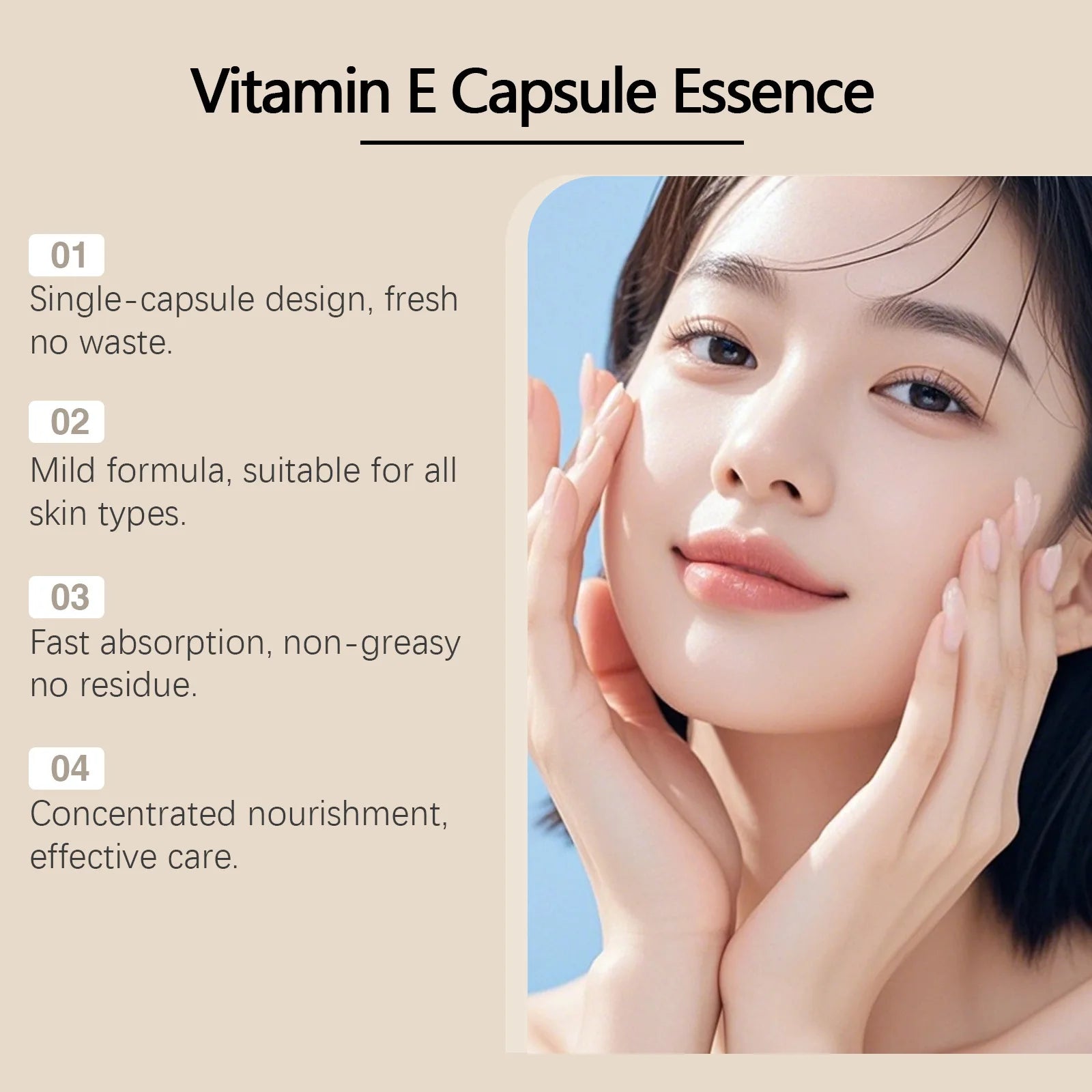 Vitamin E Face Serum Capsules Deep Hydration Inhibit Melanin Fade Fine Lines Firming Lifting Facial Skin Regeneration Essence Qme