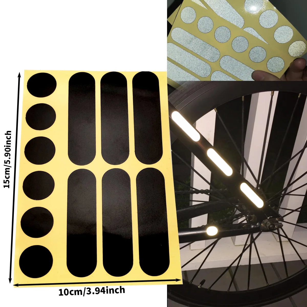 Motorcycle Helmet Reflective Stickers Set - Black Invisible Circular & Oval Shapes for Enhanced Visibility Safe Night Riding Qme 1pc