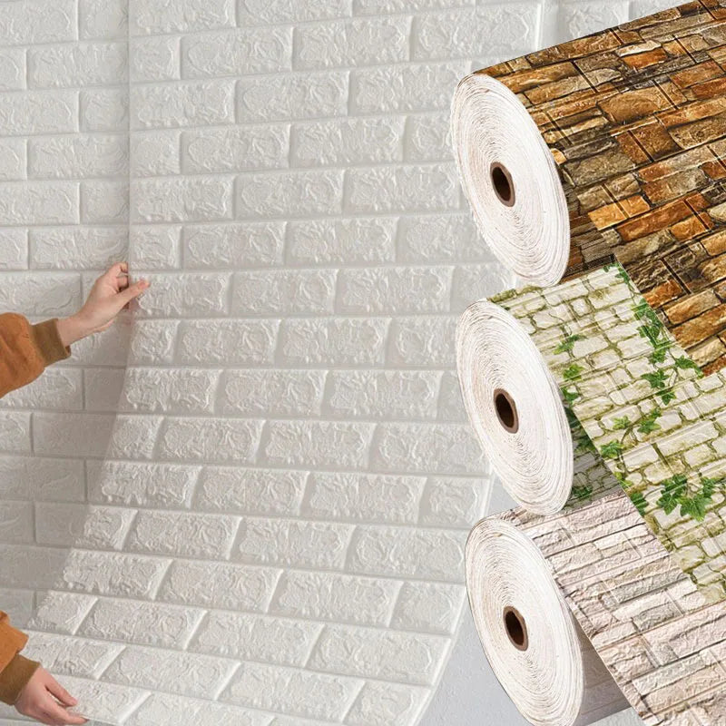 70cm High Quality DIY 3D Wallpaper Moisture Proof Modern Home Decoration Self-adhesive Waterproof Wall Stickers Brick Pattern Qme
