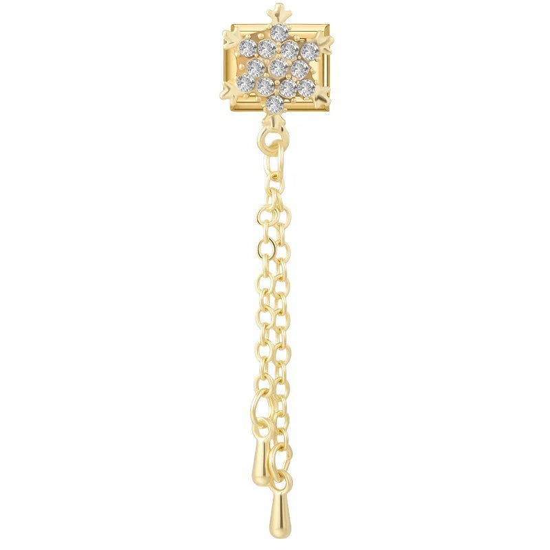 New Shiny Snowflake Zircon Pearl Tassel Chain Italian Charm Links Fit 9mm Stainless Steel Bracelet Women Jewelry DIY Making Gift Qme Style 8