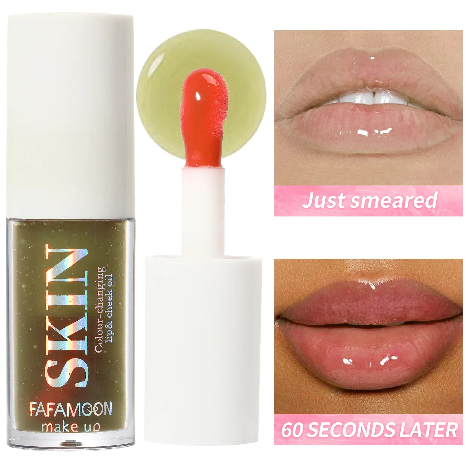 Black Brin Jelly Lip Oil Moisturizing Lip Gloss Lip Plumper Color Changing Nutritious Transparent Cherry Mineral LipOil Tinted Qme 03