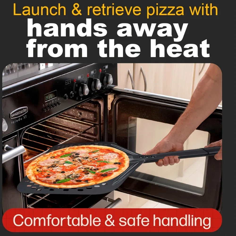 Stainless Steel Pizza Peel Perforated Non Slip Professional Oven Tool Qme