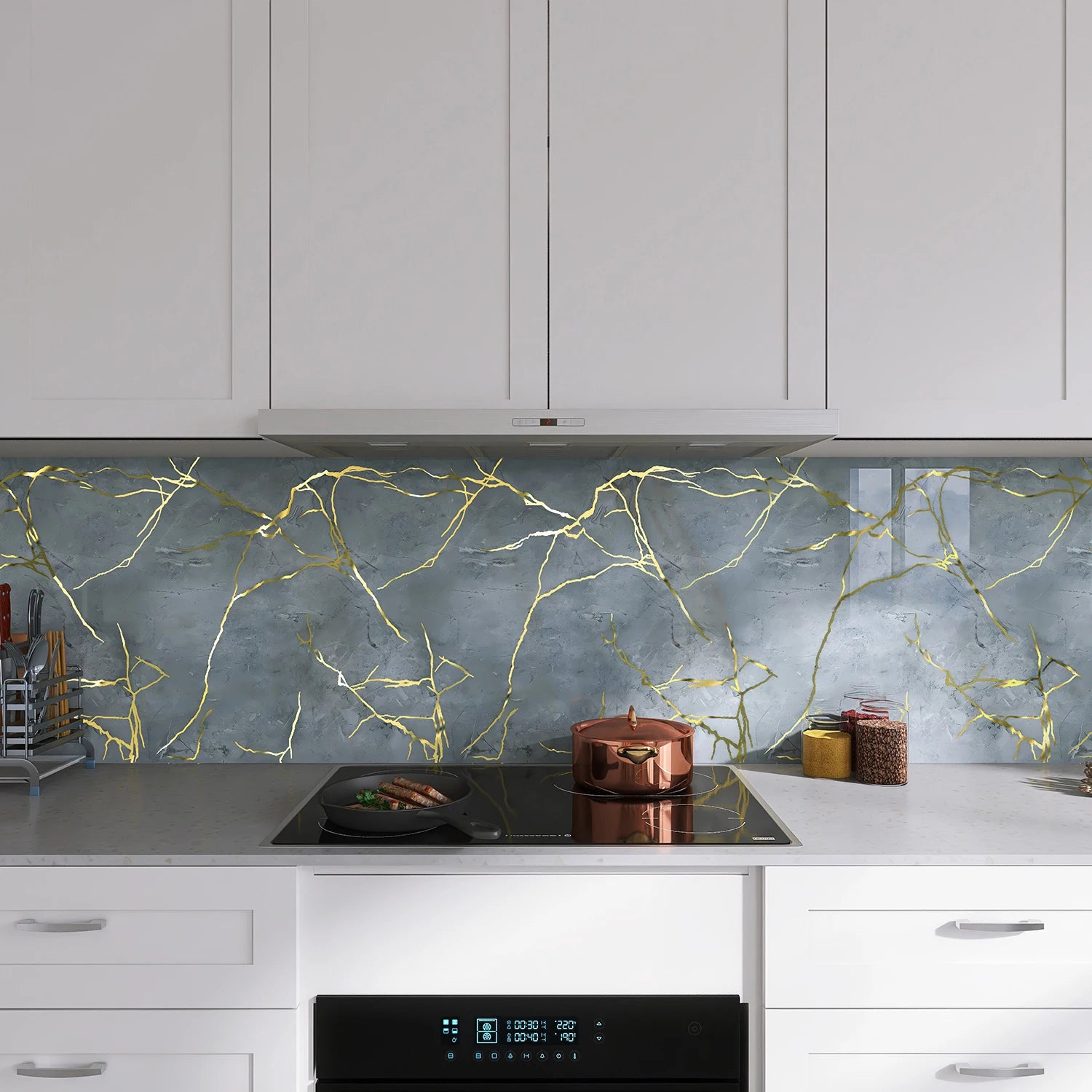 Marble-Patterned PVC Self-Adhesive Heat-Sealing Oil-Proof Stickers Suitable For Kitchen Walls And Decorative Background Walls. Qme