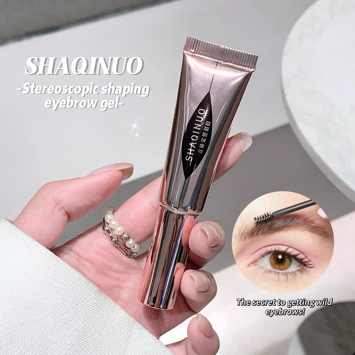 SHAQINUO Eyebrow Styling Gel Easy Shape Long-lasting Hold Small Brush Qme S971