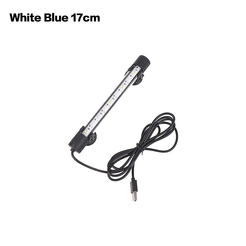 Fish Tank Light Underwater Lighting Submersible Lamp Plant Grow 110V Qme 17CM White Blue CN Plug