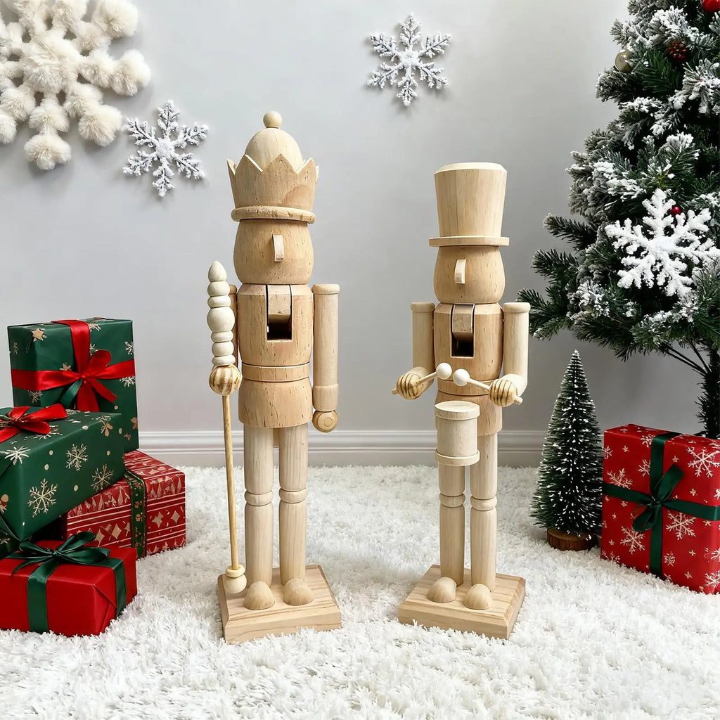 Christmas Nutcrackers 3D Carving Wooden Classic Figurine Wood Qme