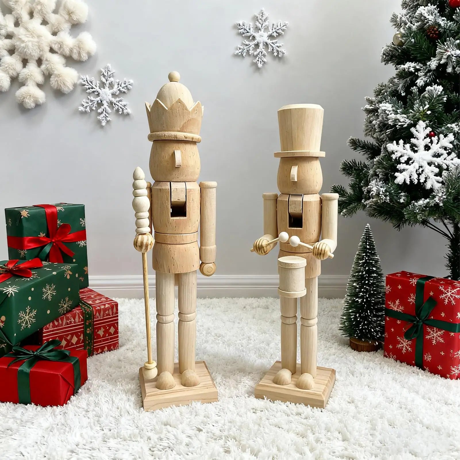 Christmas Nutcrackers 3D Carving Wooden Classic Figurine Wood Qme