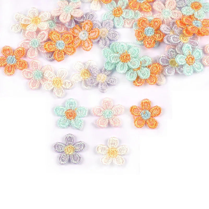 30Pcs 21mm Random Mixed Colorful Flower Embroidered Appliques Patch For DIY Clothes Sewing Supplies Handmade Bag Hat Decor c3777 Qme Random mixed 30Pcs
