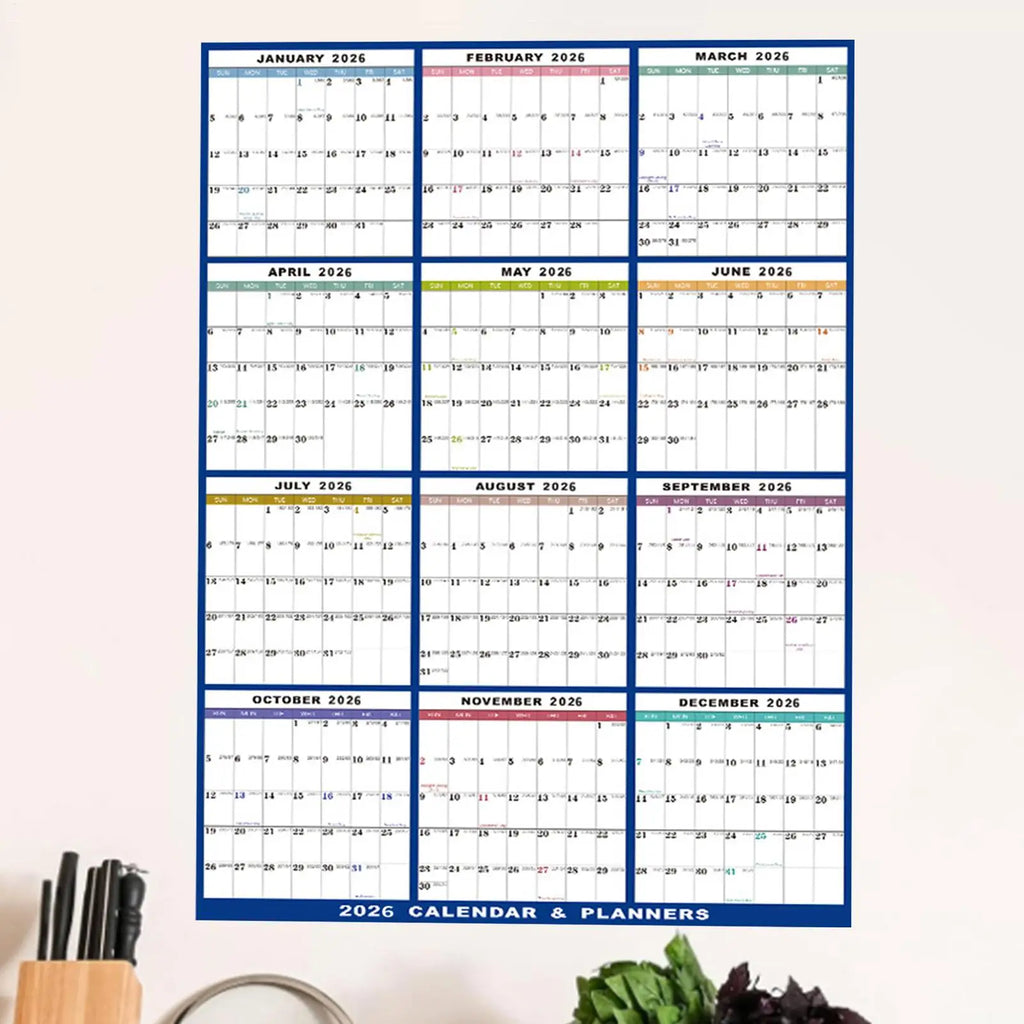 Wall Calendar Dry Erase 2026 Wall Calendar 12 Month 24 X 36 Inch Yearly Schedule Organizer for Indoor Home Fridge Office Qme Default Title