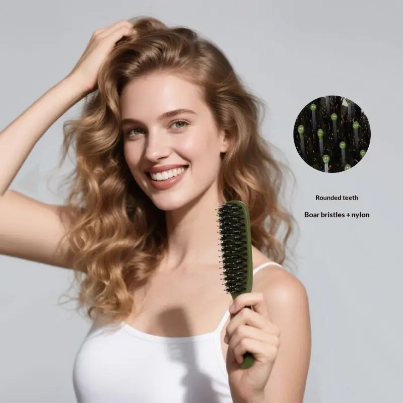 Boar Bristle Hair Brush Travel Portable Comb Women Combs Scalp Qme