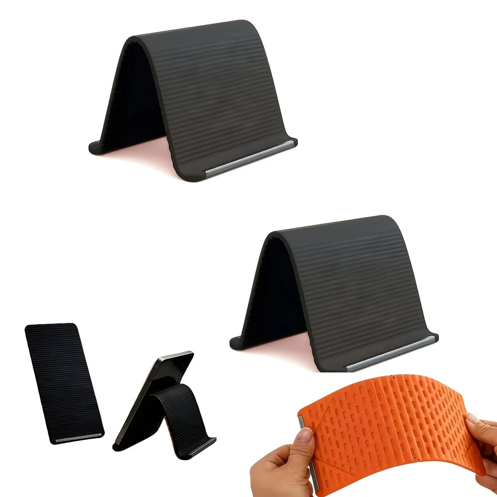 Creative Flexible Foldable Silicone Phone Stand Tablets Laptops Desks Qme black