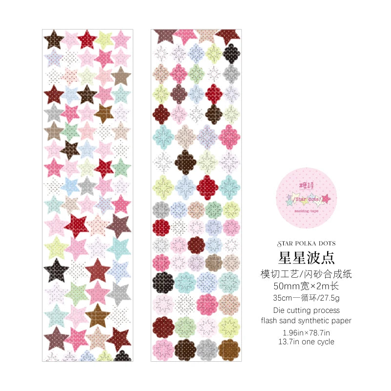 Kawaii 50mm*2m Wave Point Control Series Masking Tapes for DIY Collage Scrapbooking School Stationery Creative Journal Label Qme D 1 Roll