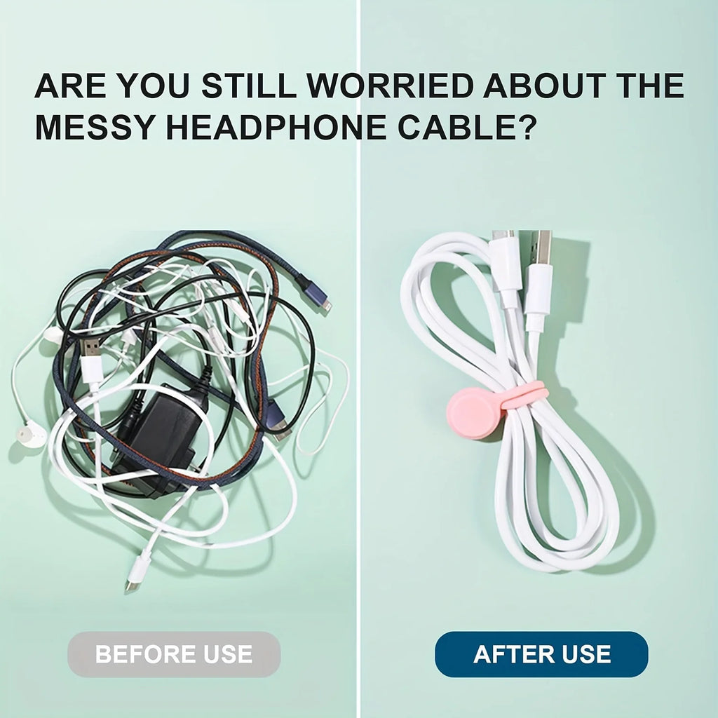 10 magnetic zip ties - reusable USB and headphone storage, suitable for cable organization and reusable zip ties Qme