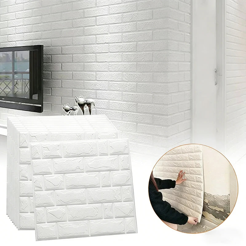 Self Adhesive Faux Brick Wallpaper 38.5x35cm Waterproof Stain Resistant Wall Sticker Apartment Indoor Background Wall Decor Qme
