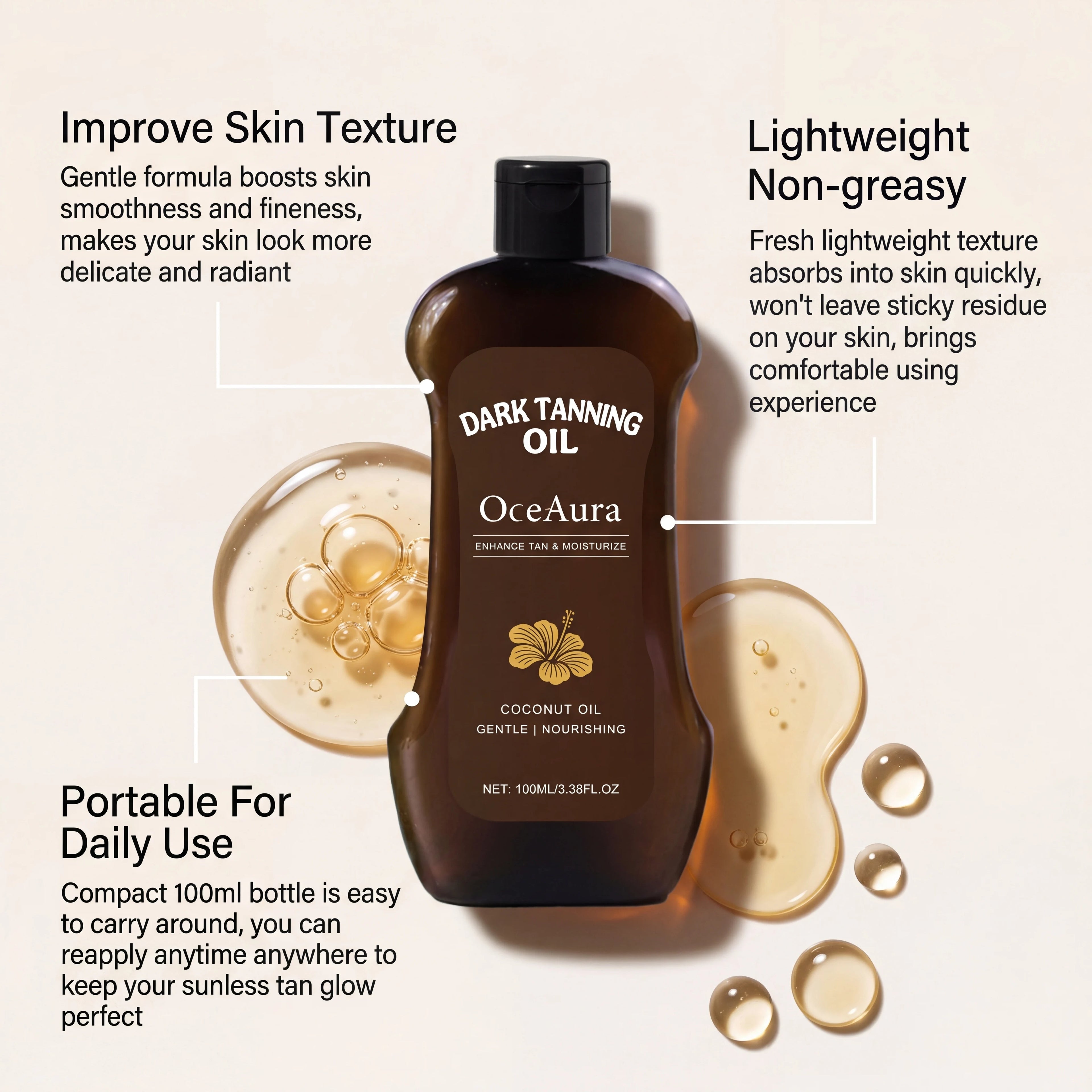 Tanning Oil Body Self Tanning Body Bronzer Darker Sun Tan Natural Glow Sunless Summer Sexy Solarium Beach Tanning Boosting Oil Qme