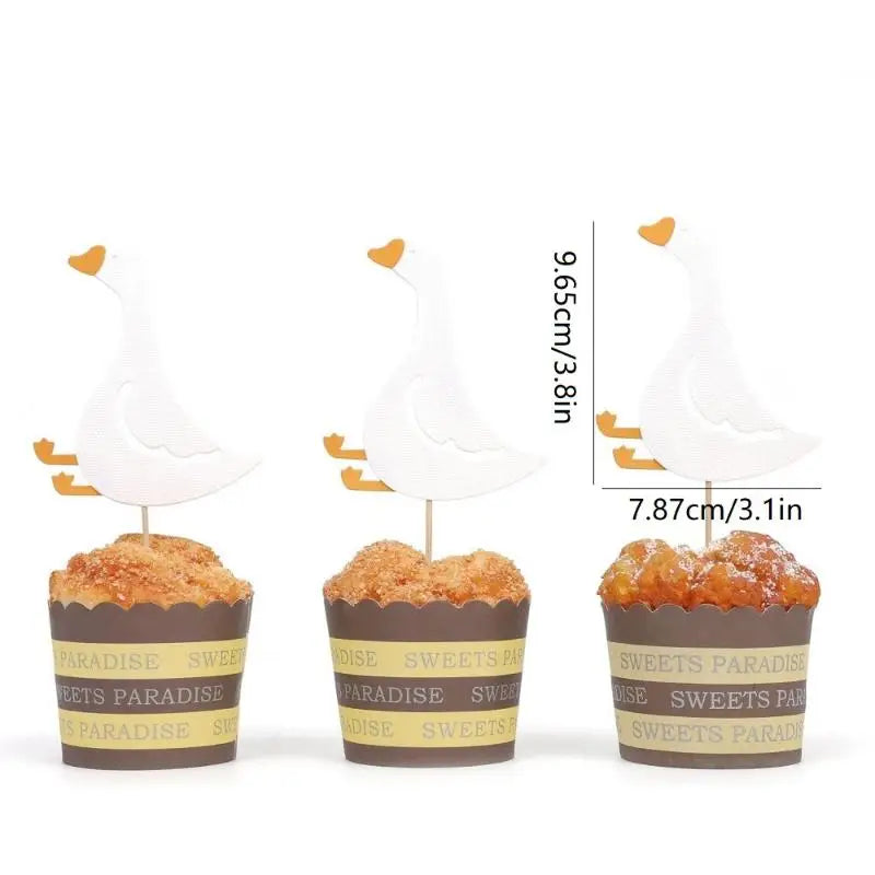 24pcs Silly Goose Cake Birthday Cakeate Insert Card Birthday Cakeateating Cupcake Toppers Kids Birthday Qme 24pcs