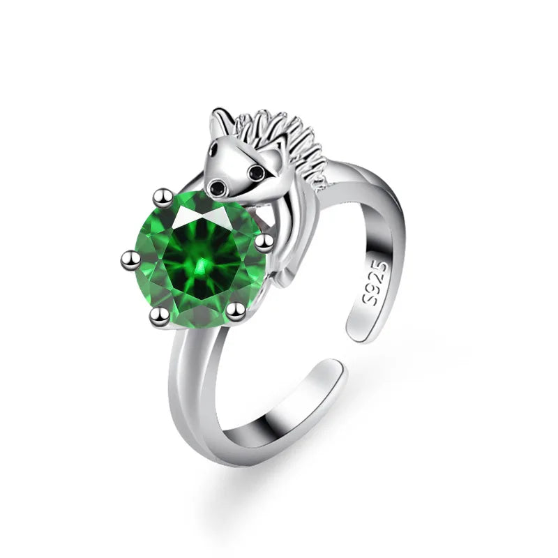Fashion Hedgehog Multicolor Zircon Adjustable Sterling Cool Ring Fashion Women's Cocktail Party Jewelry Gifts Qme green resizable