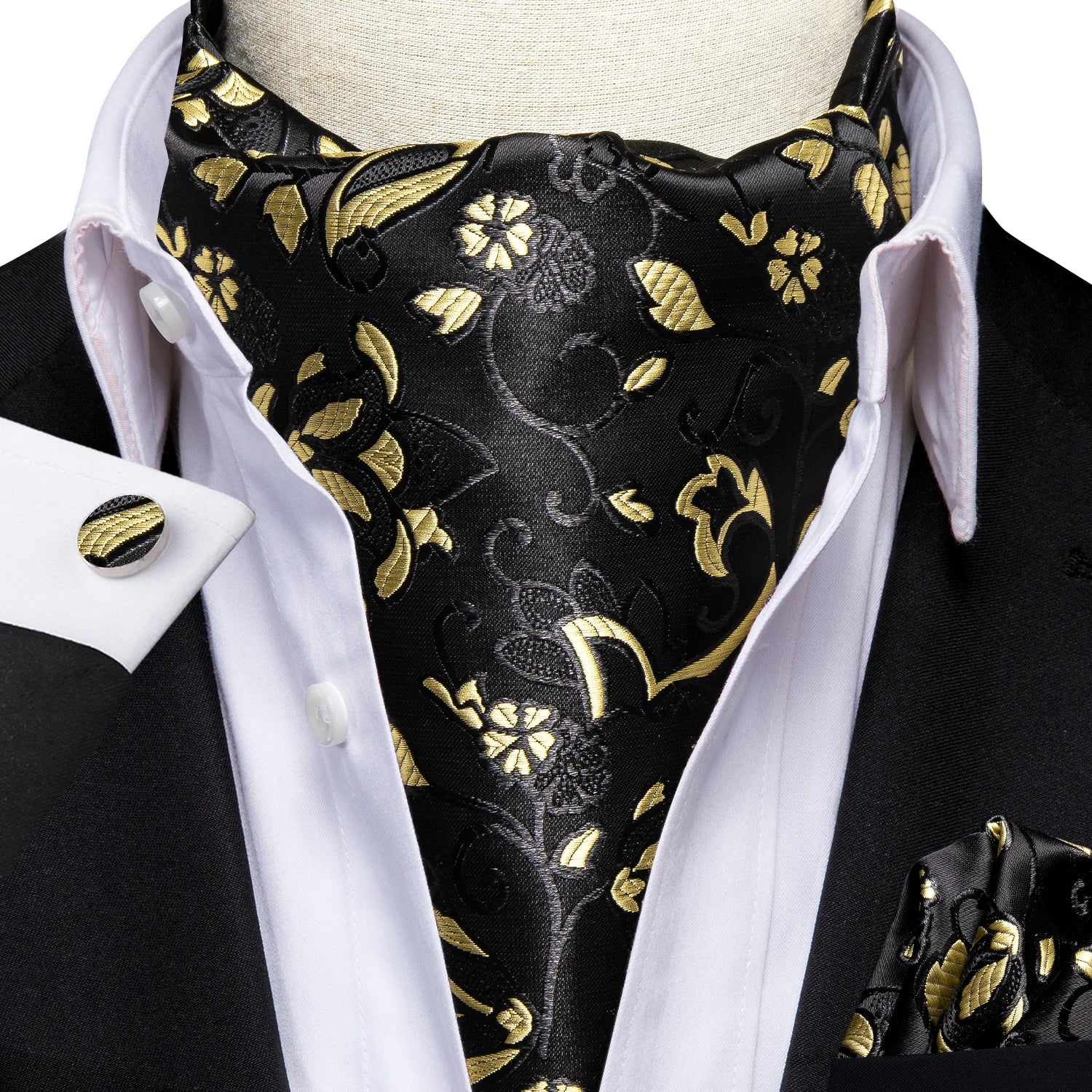 Silk Mens Ascot Black Pink Blue Red Gold Green Purple White Beige