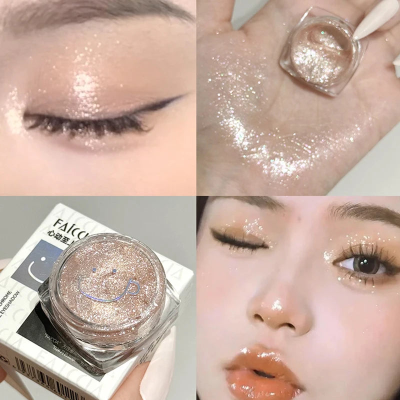 Metallic Shimmer Eyeshadow Gel Matte Highlighting Palette Light Qme