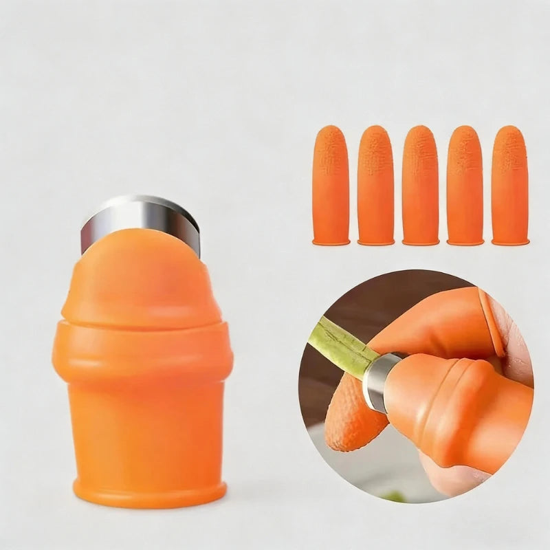 Multifunctional Thumb Knife Finger Cots Set Labor-Saving Picking Tool for Strawberry Hulling Garlic Peeling Vegetable Qme