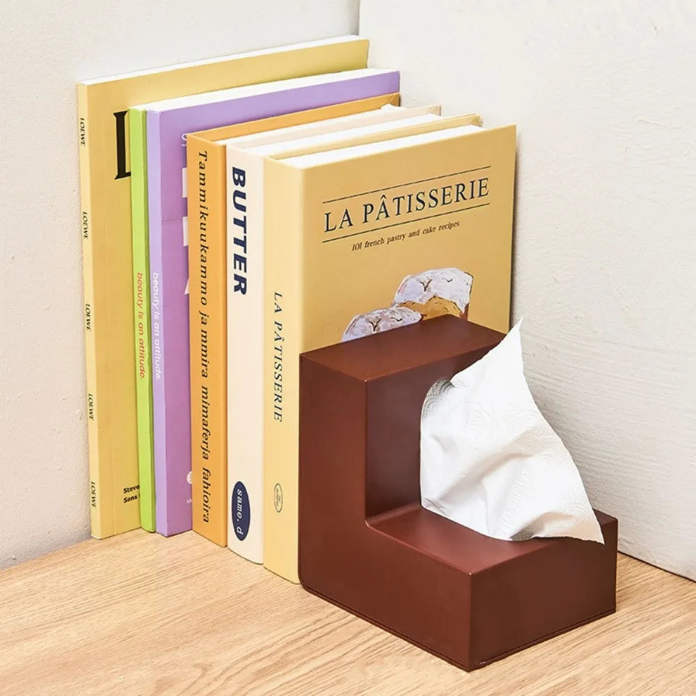 L-shaped Tissue Boxes Office, Living Room, Bedroom, Simple and Creative Folding Double-sided Tissue Box Holder Home Decoration Qme