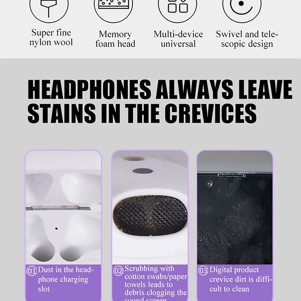 3-in-1 Bluetooth Earphone Cleaning Brush Perfectly Compatible Airpods Qme