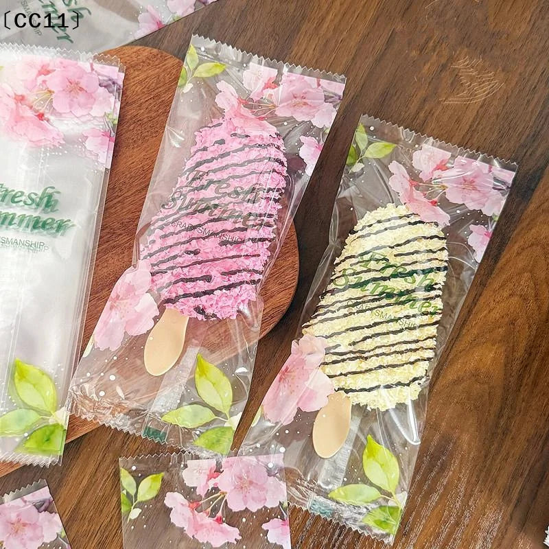 Cherry Blossoms Printed Ice Cream Packaging Bag Heat Sealable Qme