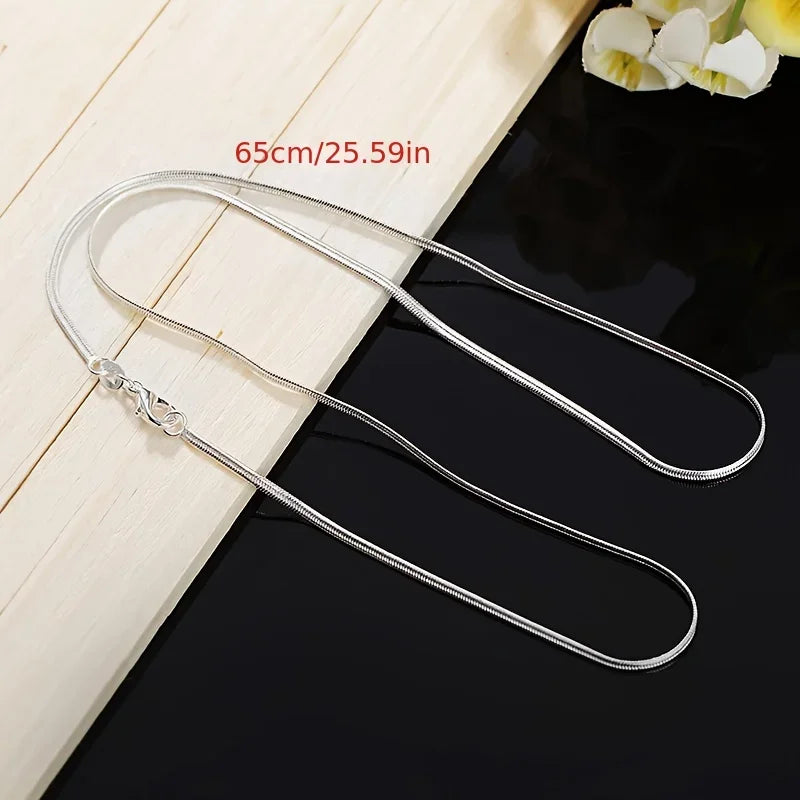 New Original 925 Sterling Silver classic Flat Snake 2MM Chain Necklace for Women men Fashion Jewelry Wedding Gifts Qme