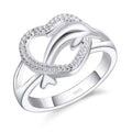 Dolphin Hollow Heart Low Key Exquisite Design Active Female Girl 100% 925 Sterling Silver Color Jewelry Accessories Rings Qme 8