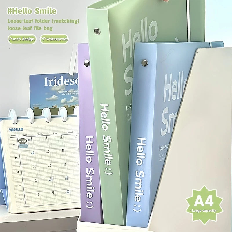 A4 PP File Bag, 3-hole D-ring Binder, Waterproof, Suitable for School, Office, Conference Supplies, Storage and Organization. Qme