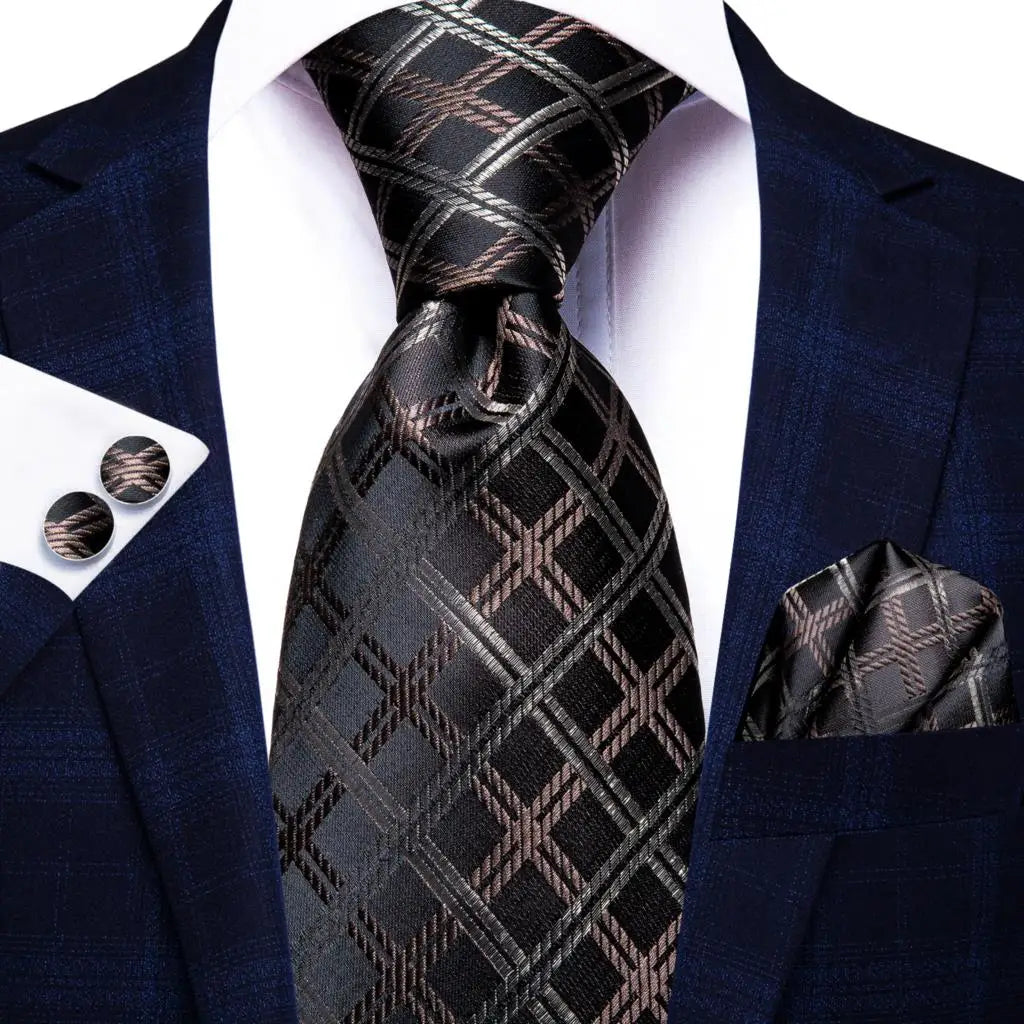 Hi-tie Designer Mens Tie Luxury Handmade Geometric Necktie Silk Woven