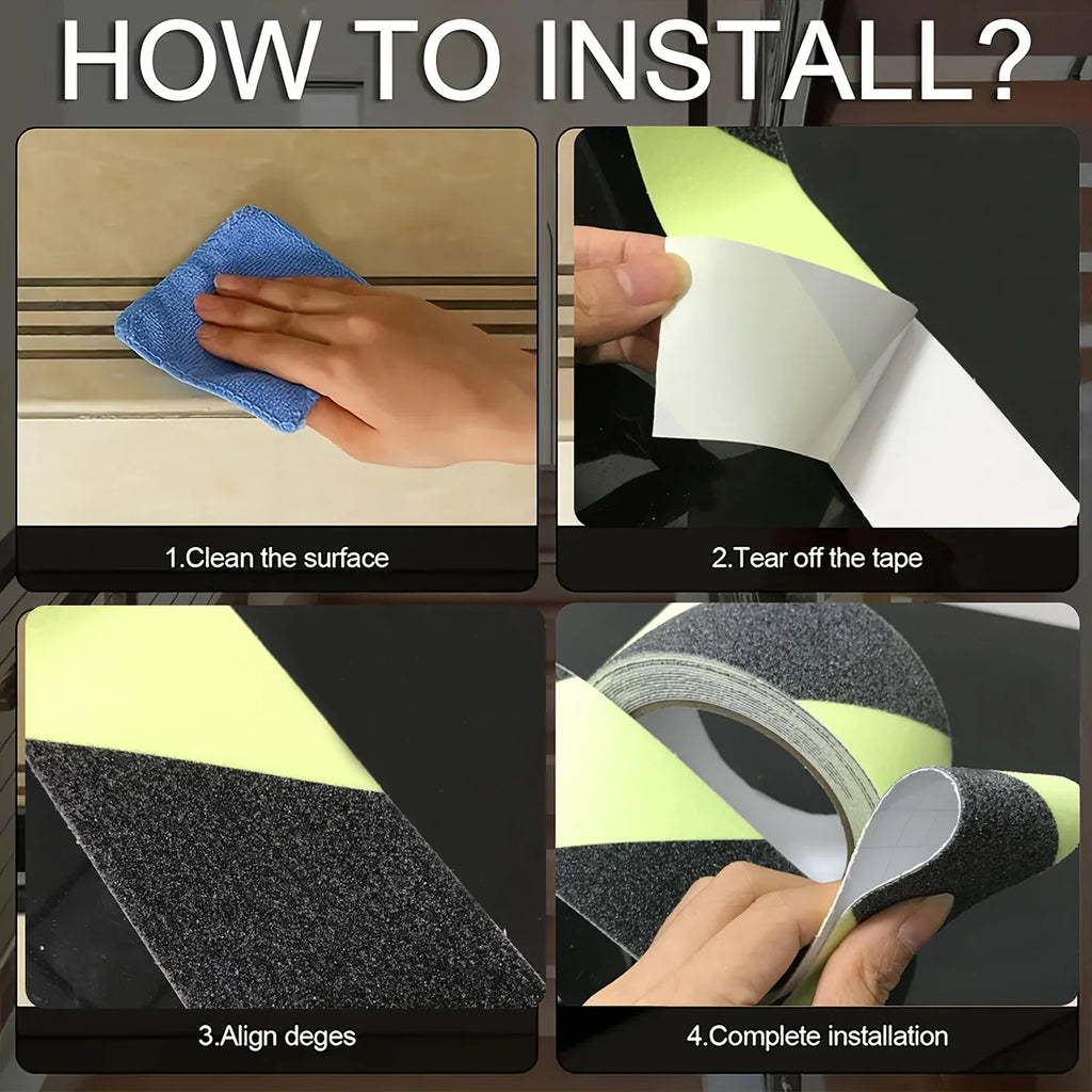 Anti Slip Tapes Glow in The Dark Strip Luminous Green Waterproof Safety Outside Floor High Friction Strips For Stair Step Qme