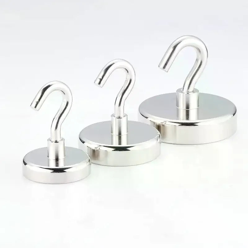 Magnetic Hooks With Premium Electroplated Finish, No-Drill Damage-Free Strong Hanging Solution For All Ferromagnetic Surfaces Qme