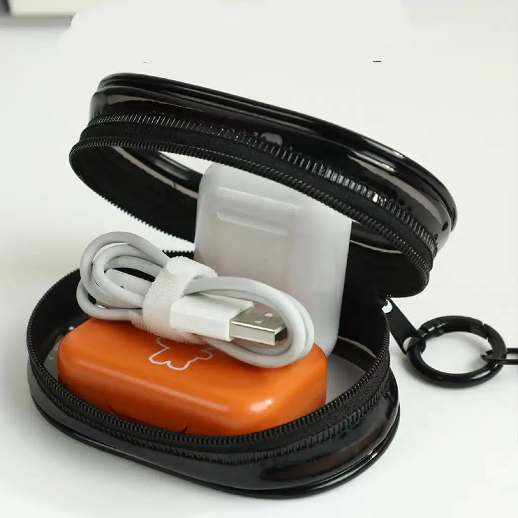 Versatile Clear Cord Storage Bag Compact Travel Electronics Organizer Qme